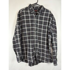 Wolverine Shirt Men's XL Gray Black Plaid Flannel Button Down